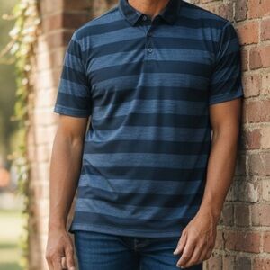 Chase 54 Men’s Striped Golf Polo XL Black Gray Performance Shirt